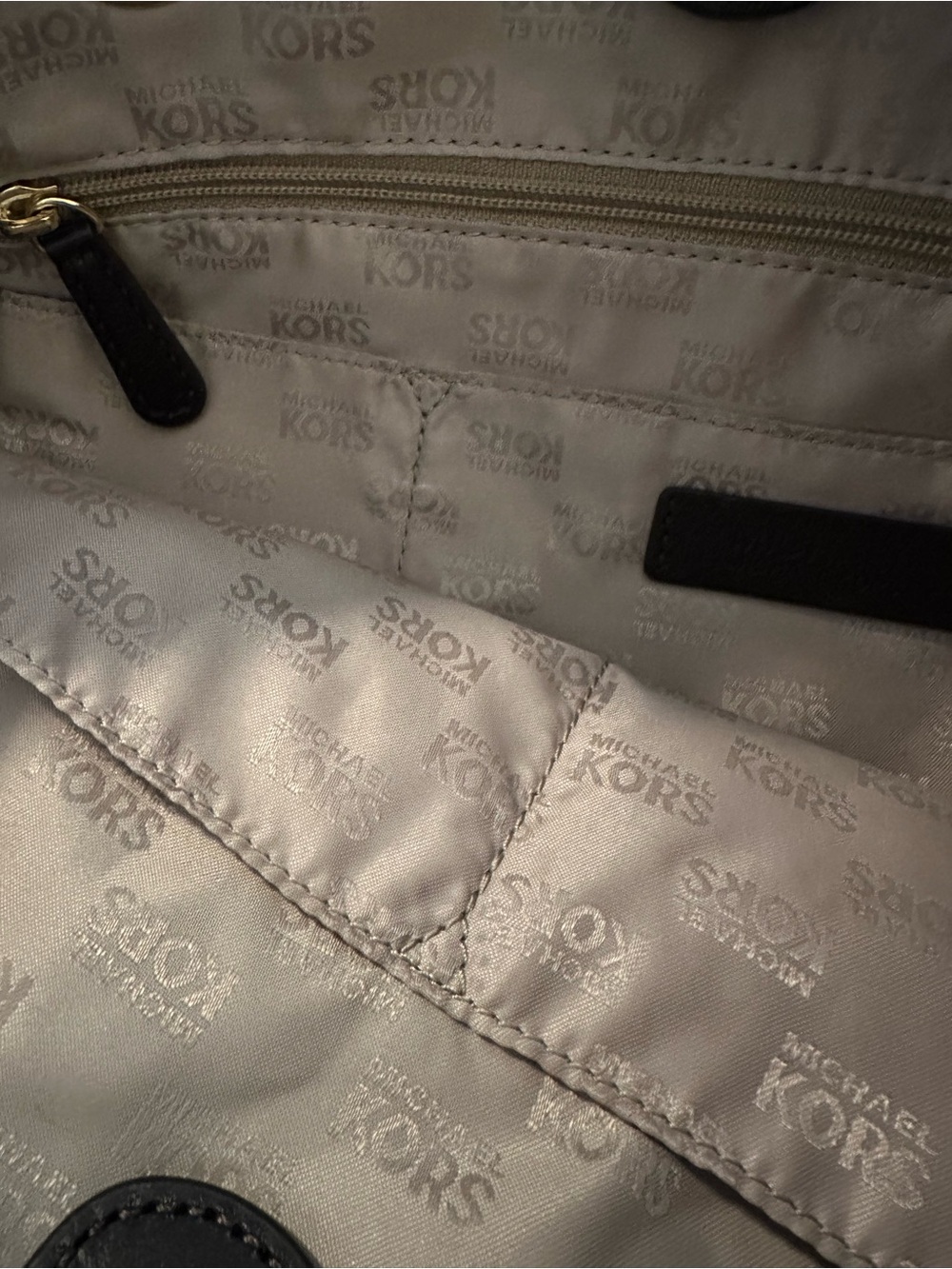 Michael Kors Dark Brown Suede Tote with Gold MK Charm - Picture 3 of 3